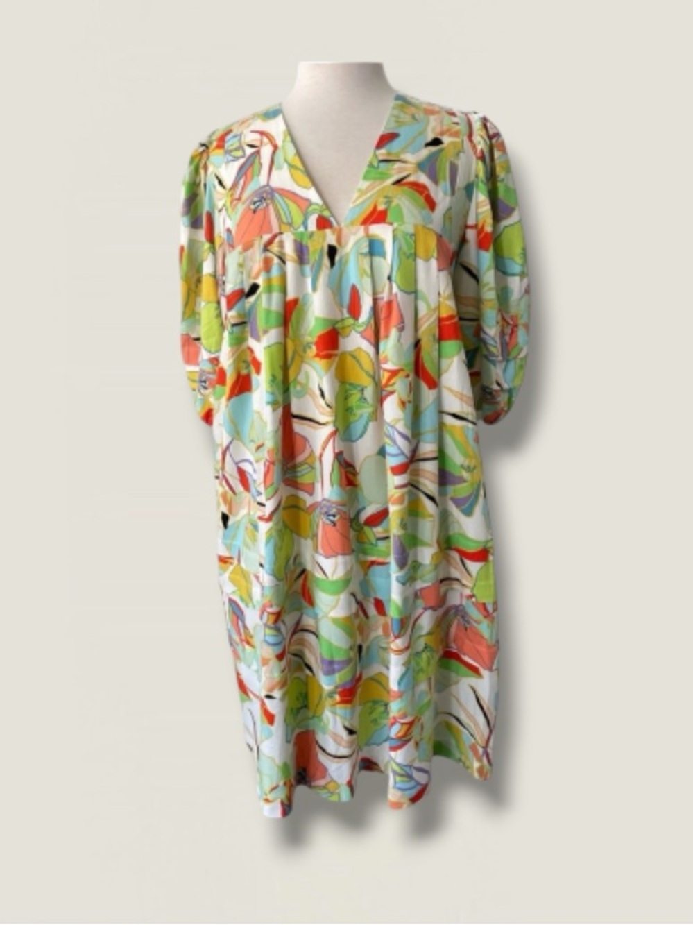 New! KARLIE JACKIE PUFF SLEEVE LINEN BLEND SUMMER RETRO DRESS SIZE LARGE